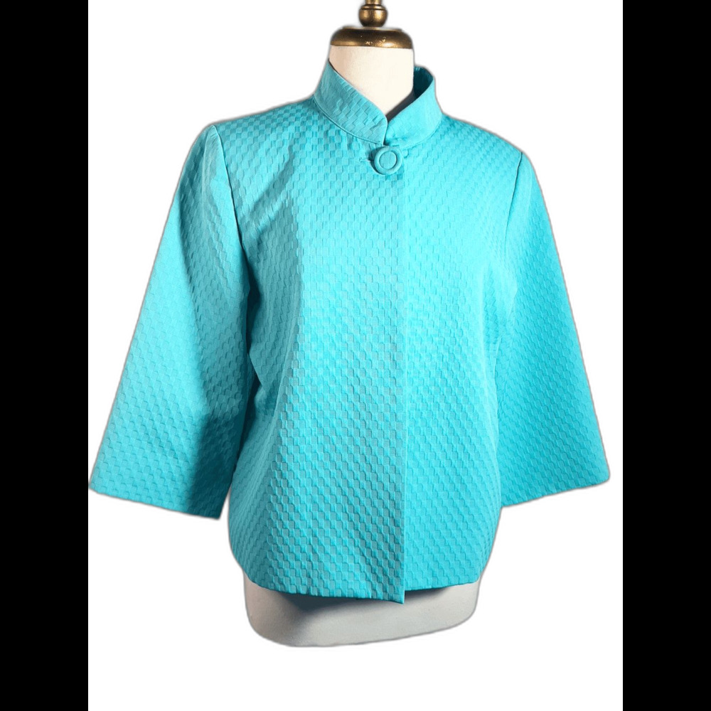 Scotty Lane Blazer Size L Turquoise Quilted Old Money Dark Academia